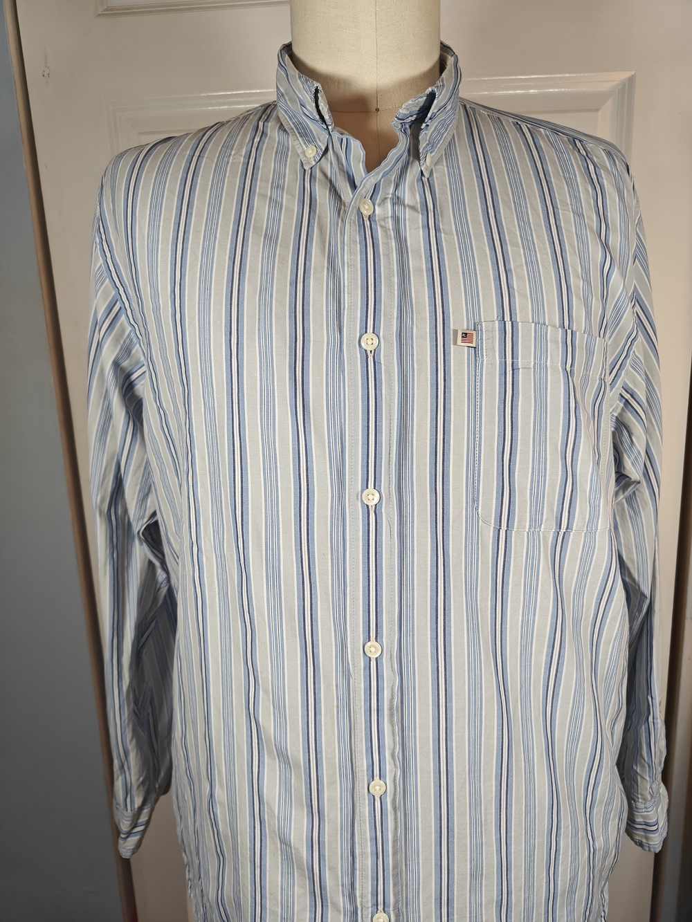 Vintage Ralph Lauren Jeans Co Light Blue Striped Button-Down Shirt XL
